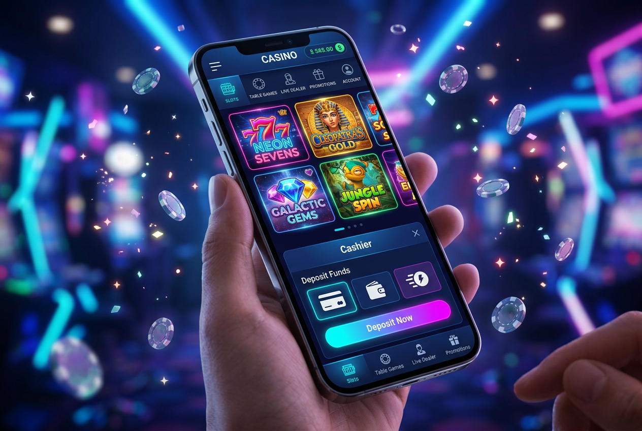 Moderní mobilní rozhraní kasina s nabídkou her