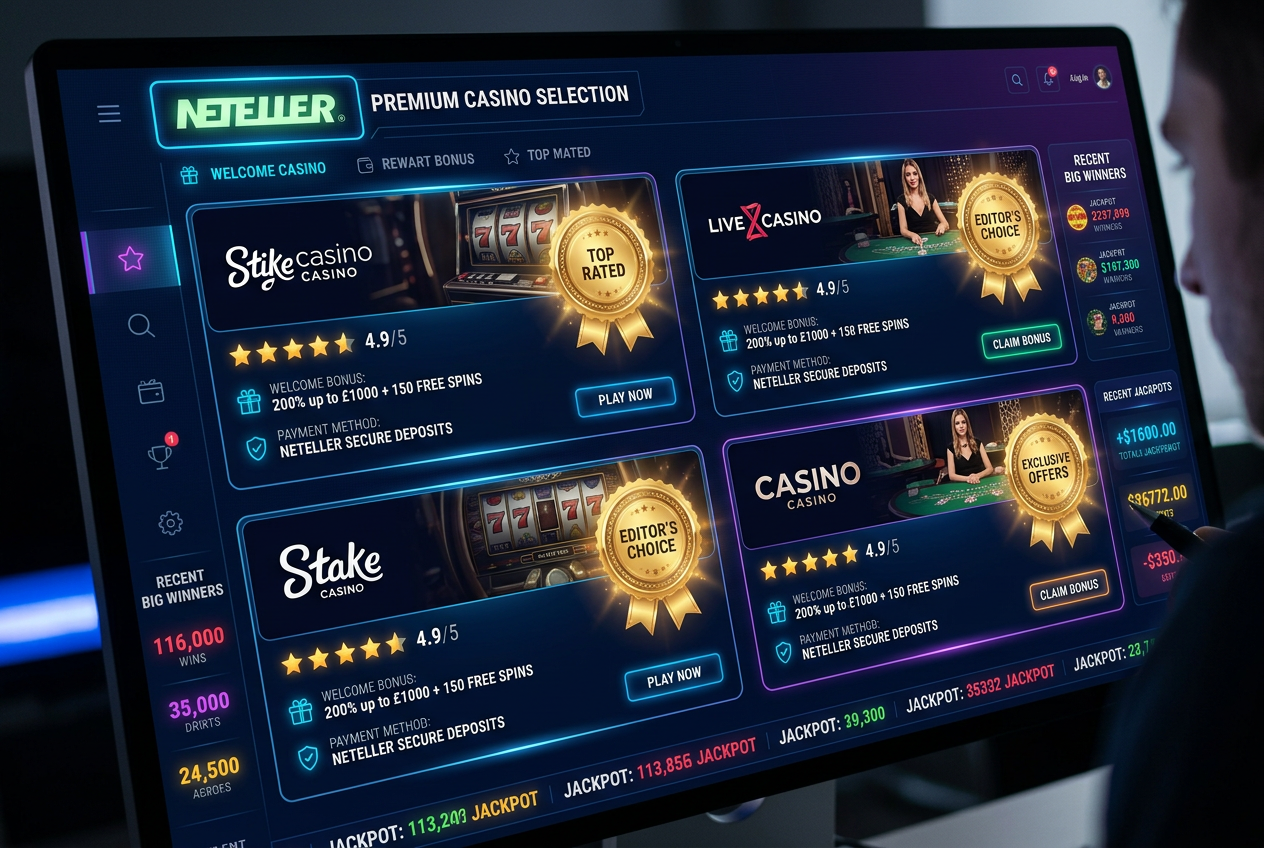 Top Neteller online kasina v České republice s přehledem bonusů